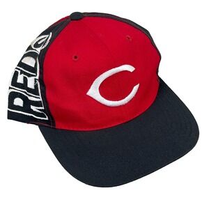 Vintage Cincinnati Reds Hat Cap Snapback Youth Kids Big Logo Coloblock Black Red